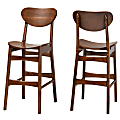 Baxton Studio Katya Bar Stools, Walnut Brown, Set Of 2 Stools 1 thumbnail image