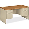 HON® 38000 60"W Double-Pedestal Computer Desk, Harvest/Putty