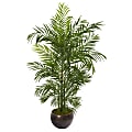 Nearly Natural Areca Palm 66”H Artificial Plant With Planter, 66”H x 44”W x 40”D, Green/Brown