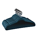 Elama Home Velvet Slim Profile Heavy-Duty Felt Hangers With Swivel Hooks, Blue, Pack Of 30 Hangers