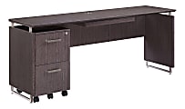 Forward Furniture Horizon 72"W Credenza Desk With Center Drawer And 2-Drawer Mobile File Pedestal, Appalachian Smoke