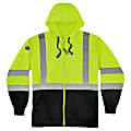 Ergodyne GloWear 8372 Class 3 Hi-Vis Zip-Up Hoodie, 5X, Black/Lime