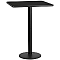 Flash Furniture Square Laminate Table Top With Round Bar Height Table Base, 43-3/16”H x 30”W x 30”D, Black 1 thumbnail image