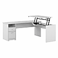 Bush® Furniture Cabot 3-Position Sit-To-Stand Height-Adjustable L-Shaped Desk, 72"W, White, Standard Delivery