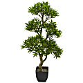 Nearly Natural Bonsai Styled Podocarpus 37”H Artificial Tree With Pot, 37”H x 16”W x 8”D, Green