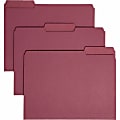 Smead 1/3 Tab Cut Letter Recycled Top Tab File Folder - 8 1/2" x 11" - 3/4" Expansion - Top Tab Location - Assorted Position Tab Position - Paper - Maroon - 10% Recycled - 100 / Box