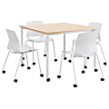 KFI Studios Dailey Square Dining Set With Caster Chairs, Natural/White