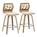 LumiSource Folia Counter Stools, Zebra/Cream, Set Of 2 Stools