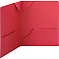 Smead Lockit® Two-Pocket Folders in Textured Stock - Letter - 8 1/2" x 11" Sheet Size - 50 Sheet Capacity - 2 Internal Pocket(s) - Leatherette - Red - Recycled - 25 / Box