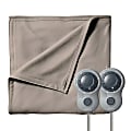 Sunbeam Queen-Size Electric Fleece Heated Blanket With Dual Zone, 90” x 84”, Mushroom