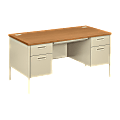 HON® Metro Classic Double-Pedestal Desk, 60"W, Harvest/Putty