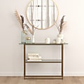 Flash Furniture Glass Console Table, 32"H x 43-1/4"W x 13-3/4"D, Clear/Matte Gold