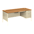 HON® Metro Classic 66"W Right-Pedestal Computer Desk, Harvest/Putty