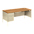 HON® Metro Classic Left Pedestal Desk, Harvest/Putty