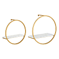 Kate and Laurel Wicks Wall Shelves, 13-3/4”H x 13-3/4”W x 6-1/2”D, White/Gold, Set Of 2 Shelves