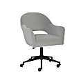 Powell Bogart Velvet Mid-Back Office Chair, Light Gray/Black 1 thumbnail image