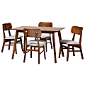 Baxton Studio Euclid 5-Piece Dining Set, Gray/Walnut Brown