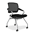 Mayline® Valore Mesh/Fabric Mid-Back Nesting Training Chair, Black 1 thumbnail image