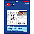Avery® Glossy Permanent Labels With Sure Feed®, 94606-CGF25, Starburst, 1", Clear, Pack Of 1,200 1 thumbnail image