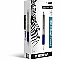 Zebra® Pen F-402 Retractable Ballpoint Pen, Fine Point, 0.7 mm, Silver Barrel, Blue Ink 1 thumbnail image