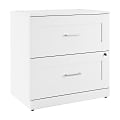 Bush Business Furniture Hampton Heights 29-11/16"W x 19-3/8"D Lateral 2-Drawer File Cabinet, White, Standard Delivery