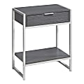Monarch Specialties 1-Drawer Rectangle Side Table With Shelf, Gray/Chrome