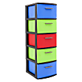 Inval By MQ Resin Storage Cabinet, 5 Drawers, 39"H x 13"W x 15"D, Black/Multicolor 1 thumbnail image