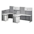 Bush® Business Furniture Office in an Hour 2-Person L-Shaped Cubicle Desks With Storage, Drawers And Organizers, Pure White, Standard Delivery
