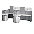 Bush® Business Furniture Office in an Hour 2-Person L-Shaped Cubicle Desks With Storage, Drawers And Organizers, Pure White, Standard Delivery 1 thumbnail image