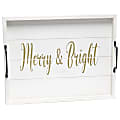 Elegant Designs Decorative Serving Tray, 2-1/4”H x 12”W x 15-1/2”D, White Wash Merry & Bright