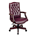 Office Star™ Traditional High-Back Vinyl Chair, 51 1/2"H x 28"W x 26 1/2"D, Mahogany Frame, Oxblood Vinyl