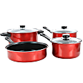 Gibson Everyday Cardinal 7-Piece Steel Non-Stick Cookware Set, Red