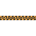 Amscan Keep Out Beware Tape, 4" x 100', Orange/Black, Pack Of 4 Rolls