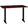 Flash Furniture Laminate Rectangular Table Top With Table-Height Table Bases, 31-1/8"H x 30"W x 48"D, Mahogany/Black