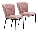 Zuo Modern Tolivere Dining Chairs, Pink/Pink, Set Of 2 Chairs