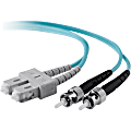 Belkin Fiber Optic Cable - SC Male Network - ST Male Network - 10ft - Aqua