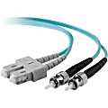 Belkin 10 Gig Aqua - Patch cable - ST/PC multi-mode (M) to SC/PC multi-mode (M) - 10 m - fiber optic - 50 / 125 micron - OM3 - aqua 1 thumbnail image