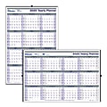 2025 Blueline Net Zero Carbon Laminated Yearly Wall Calendar, 24" x 36", 50% Recycled, January to December, C177868