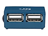 Manhattan USB-A 4-Port Micro Hub, 4x USB-A Ports, Blue, 480 Mbps (USB 2.0), Bus Power, Equivalent to Startech ST4200MINI2, Hi-Speed USB, Three Year Warranty, Blister - Hub - 4 x USB 2.0 - desktop