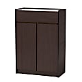 Baxton Studio Walker 28"W Shoe Cabinet With Faux Marble Top, Dark Brown/Gold 1 thumbnail image