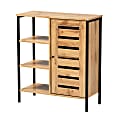 Baxton Studio Vander 28"W 1-Door Shoe Storage Cabinet, Oak Brown/Black 1 thumbnail image