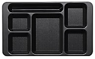 Cambro Camwear® 5-Compartment Trays, 15"W, Black, Pack Of 24 Trays