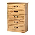 Baxton Studio Colburn 5-Drawer Tallboy Storage Chest, 46-7/16”H x 31-1/2”W x 15-3/4”D, Oak Brown 1 thumbnail image