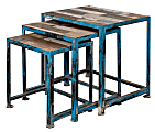 Coast To Coast Metal Nesting Tables, Blue, Set Of 3 Tables