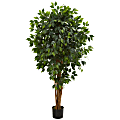 Nearly Natural Ficus 66”H Artificial Tree With Pot, 66”H x 12”W x 12”D, Green