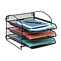 Mind Reader Wall Mountable 3-Tier Paper Tray Desktop Organizer, 9-3/4"H x 14-1/4"W x 11-1/2"D, Black