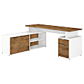 Bush Business Furniture Jamestown L-Shaped Desk With Drawers, 72"W, Fresh Walnut/White, Standard Delivery