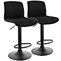 Elama Adjustable Fabric Bar Stools, Charcoal/Black, Set Of 2 Stools