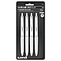 Uni-Ball 207 Plus+ Retractable Gel Pens, Medium Point, 0.7 mm, White Barrels, Black Ink, Pack of 4 Pens
