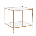 SEI Furniture Knox End Table, Square, Clear/Metallic Gold
